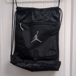 Jordan Black Drawstring Bag with Silver Logo